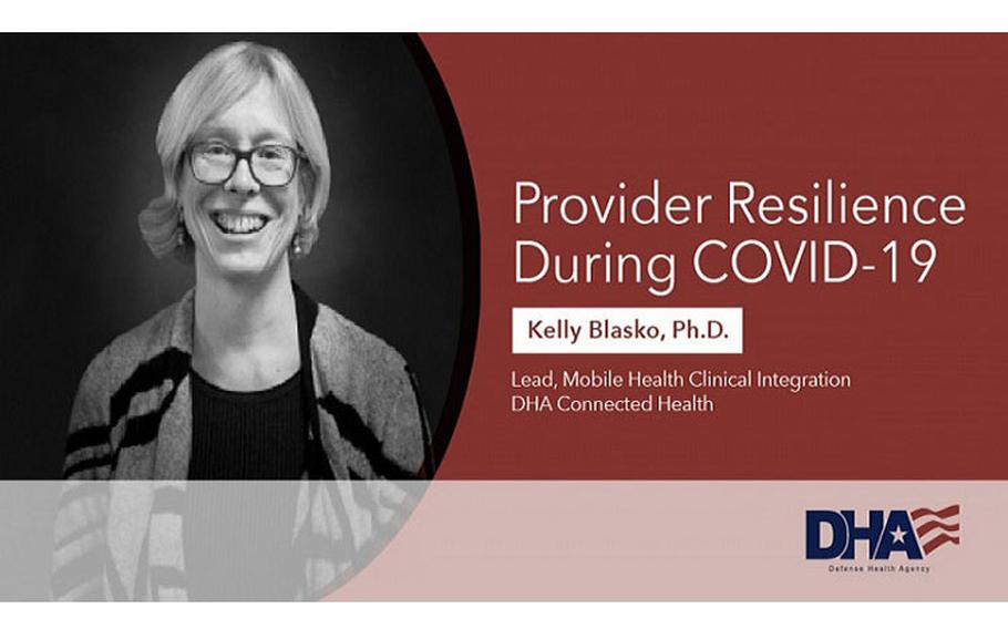 Kelly Blasko, Ph.D., is a clinical psychologist and the lead for mobile health clinical integration at the Defense Health Agency Connected Health branch. She shares what providers can do to pace themselves and use self-care practices and tools to stay resilient and avoid burnout. (DoD photo by Savannah Blackstock)