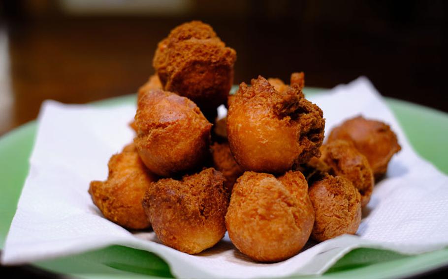 A full close-up of Sata Andagi.