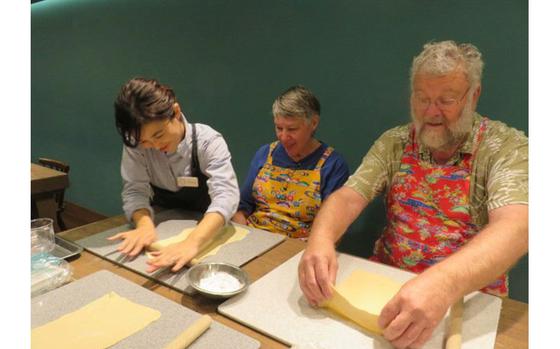 Photos by  Bonson Lam:  Kneading dough for some hand made Okinawa soba noodles