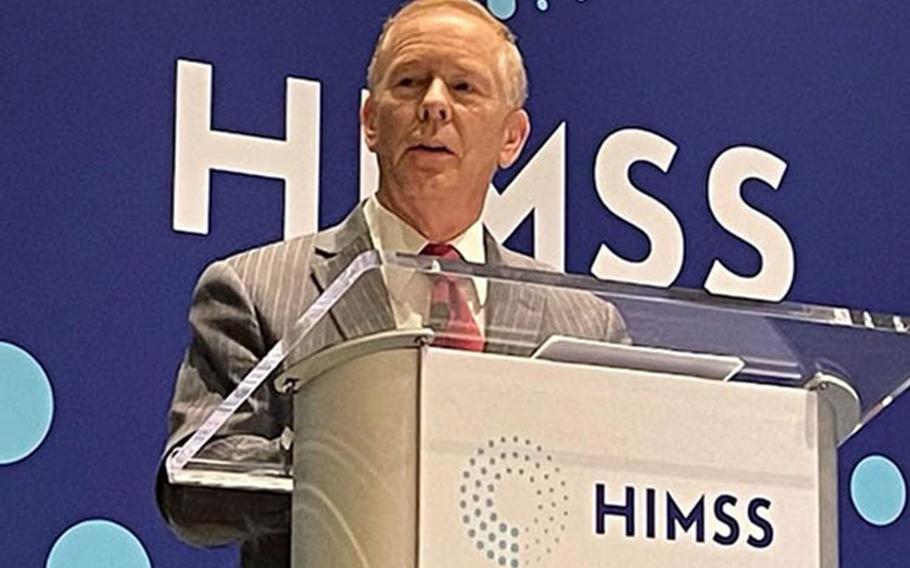 Dr. Barclay Butler, the Defense Health Agency’s assistant director of management, spoke at the annual Health Information Management Systems Society conference in Orlando, Florida, in March. (Photo: Claire Reznicek, MHS Communications)