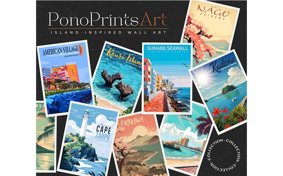 Flyer of ponoprints art. some paitings are used.