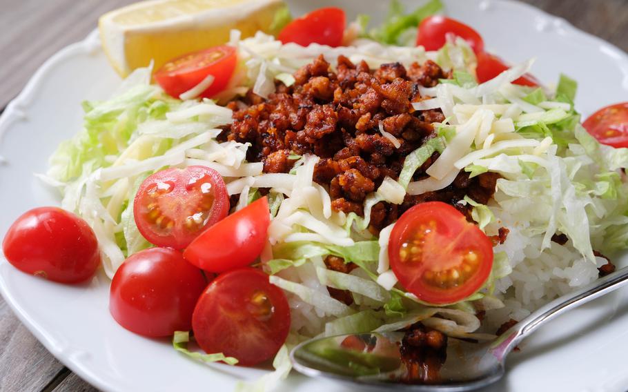 A full close-up of Taco Rice.