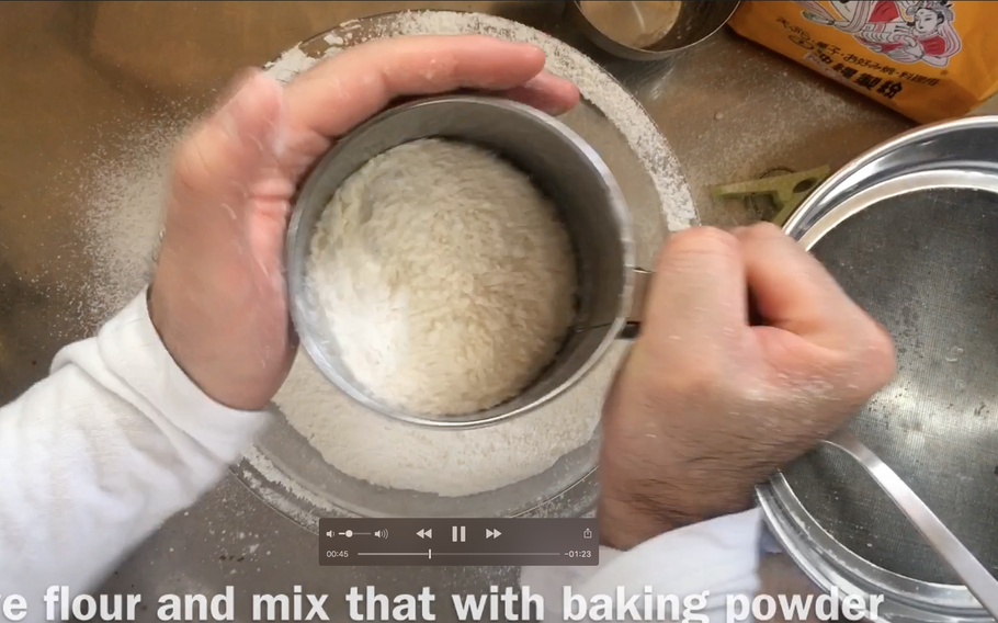 Sift flour and baking powder into a separate bowl.