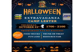 Flyer promoting halloween extravaganza. Graphics of pumkins are used.