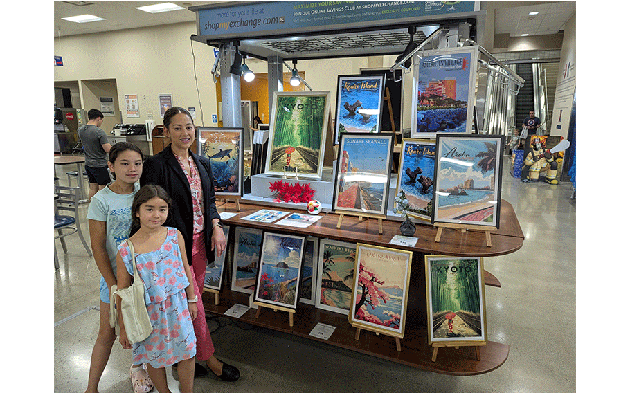 Chan and her daughters pose.