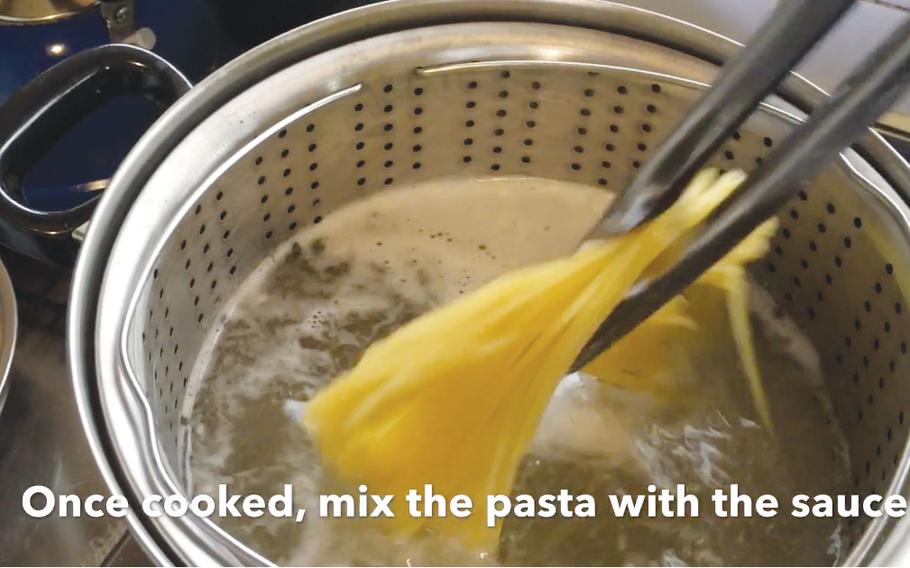 Remove the pasta from the pot.