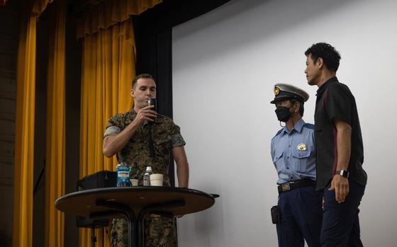 Photo Of U.S. Marine Corps Capt. Brett Jones, an operations chief with 3d Marine Division, participates in a breathalyzer test during “The Ripple Effect” lecture discussing dangers of driving under the influence on Camp Courtney, Okinawa, Japan, Sept. 4, 2024. The lecture was hosted by Marine Corps Installations Pacific in collaboration with the Okinawa Prefecture Government as part of a DUI prevention campaign. Jones is a native of New York.