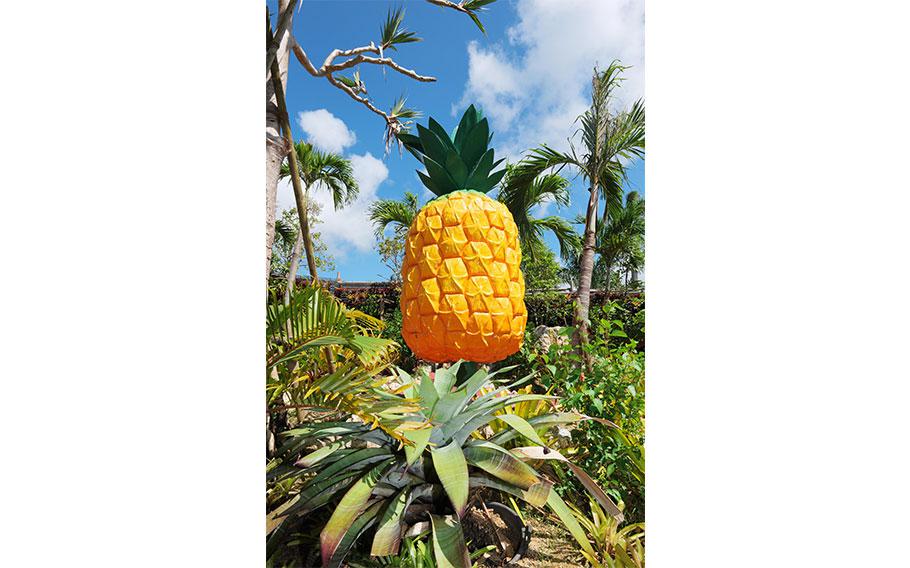 A pineapple statue.