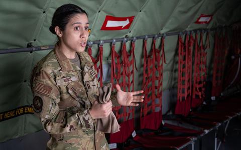 Photo Of Capt. Christabel Munoz briefs American Red Cross leadership.