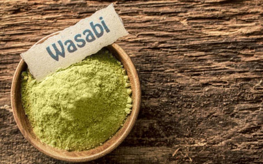 powdered wasabi in a small dish.