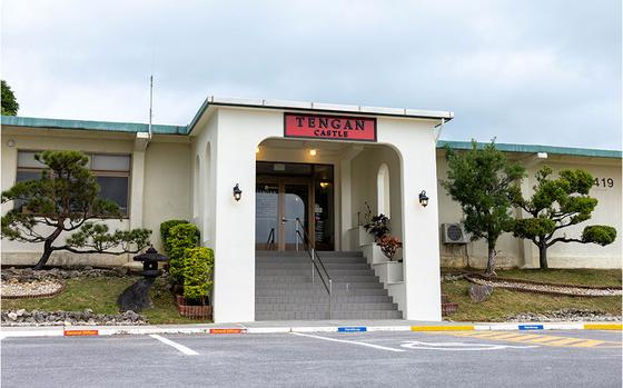 There are some parking lots in the frontage of Tengan Castle. 