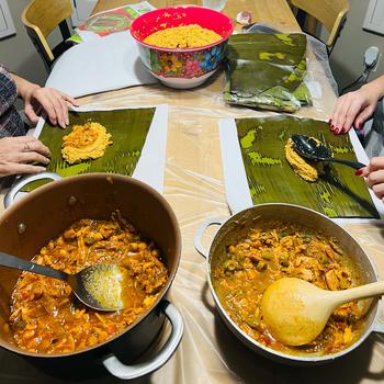 Traditional food prepared.