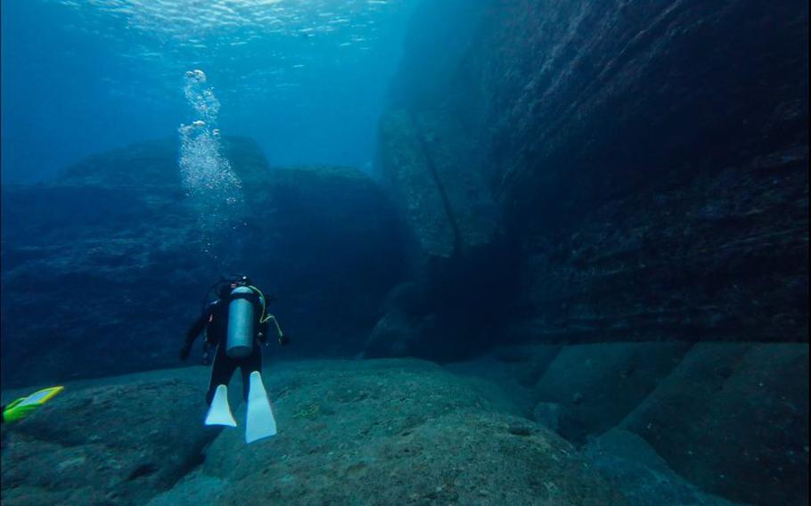 A diver in the sea.