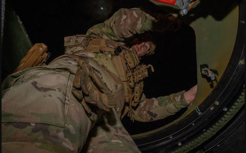 Photo Of U.S Air Force Senior Airman Devin Bahn 18th Security Forces Squadron law enforcement patrolmen conduct a gate runner exercise