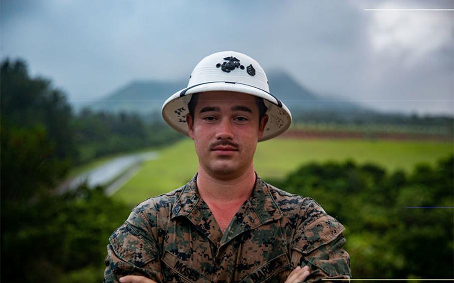 U.S. Marine Corps Lance Cpl. Jacob A. Moses, a combat marksmanship coach (CMC) with Headquarters and Support Battalion, Marine Corps Installations Pacific, poses for a photo, June 17, 2021, on Camp Hansen, Okinawa, Japan. Moses is a native of Hoover, Alabama. CMC’s reinforce marksmanship fundamentals, oversee live-fire ranges and reinforce safety. (U.S. Marine Corps photo by Lance Cpl. Isaac W. Munce)