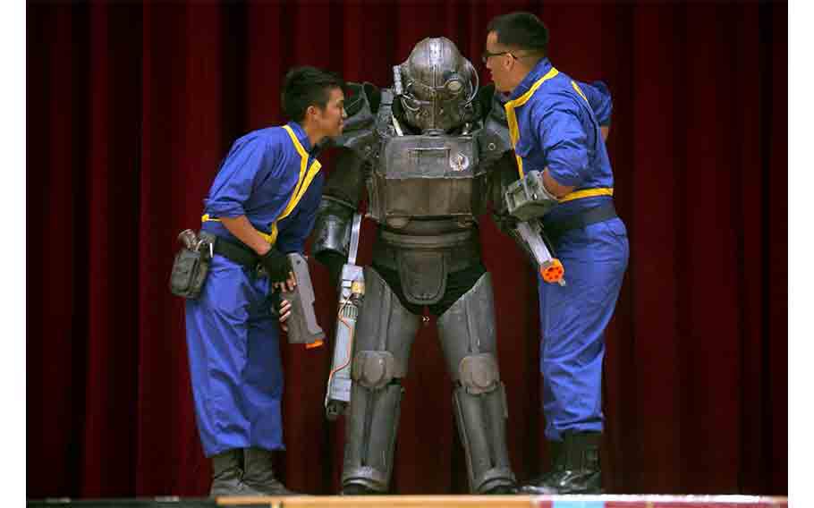 Cosplayers on stage at Comic Con Okinawa