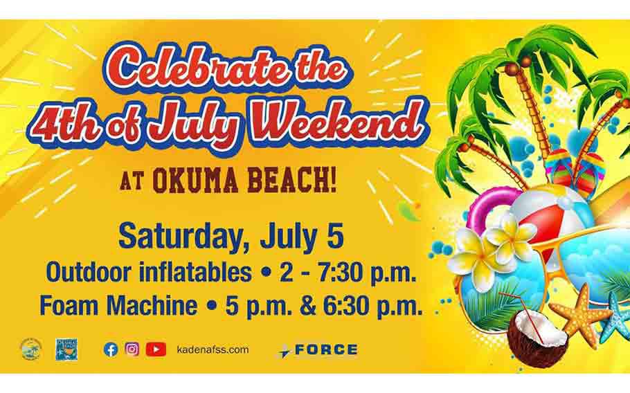Celebrate the 4th of July Weekend at Okuma Beach flyer